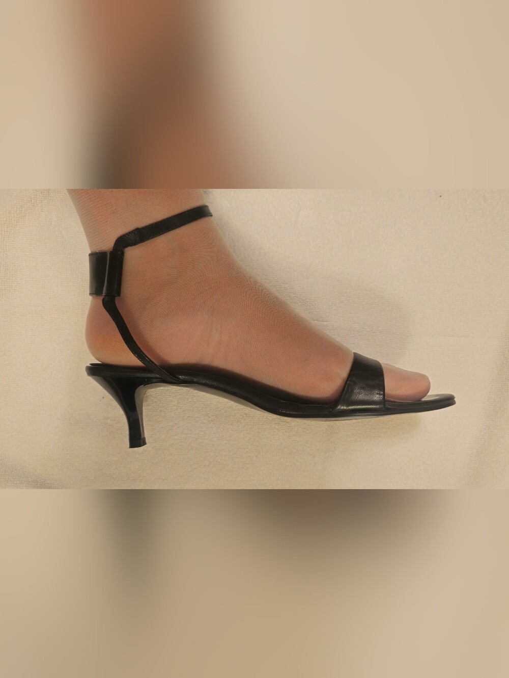 Mollini Classic Black Women's Kitten Heel Ankle Strap Sandal 10B